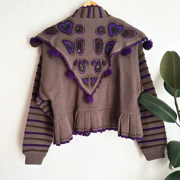 Vtg 80s Rare Yamamoto Kansai 100% Wool Cardigan Japanese Avant-Garde 3D Knit - Picture 4 of 9